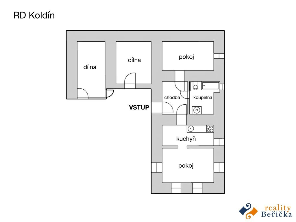 Reality Bečička - pronájem domu 2kk v Koldíně